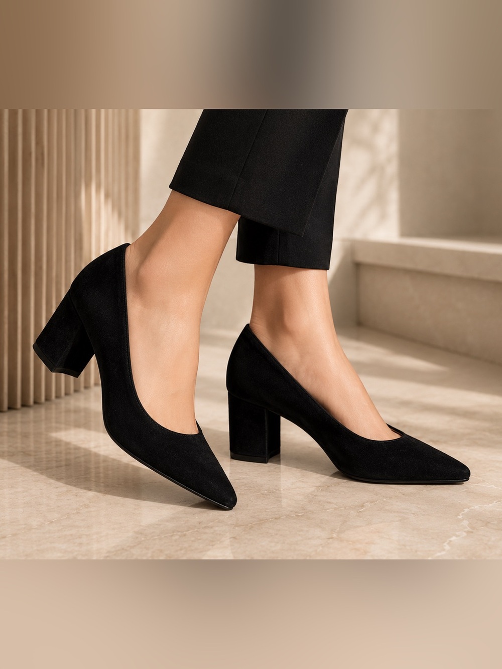 Marc Fisher Black Suede Pointed-Toe Pumps
